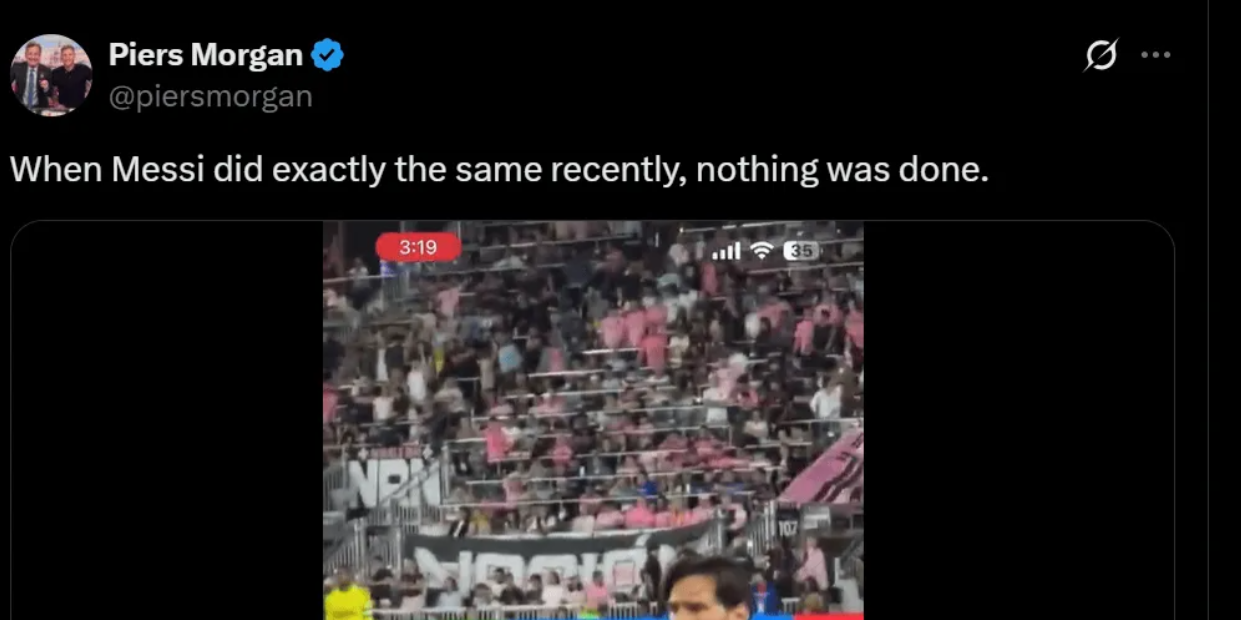 Morgan on Ronaldo’s Red Card: Messi Did Exactly the Same Thing, Yet Nothing Happened